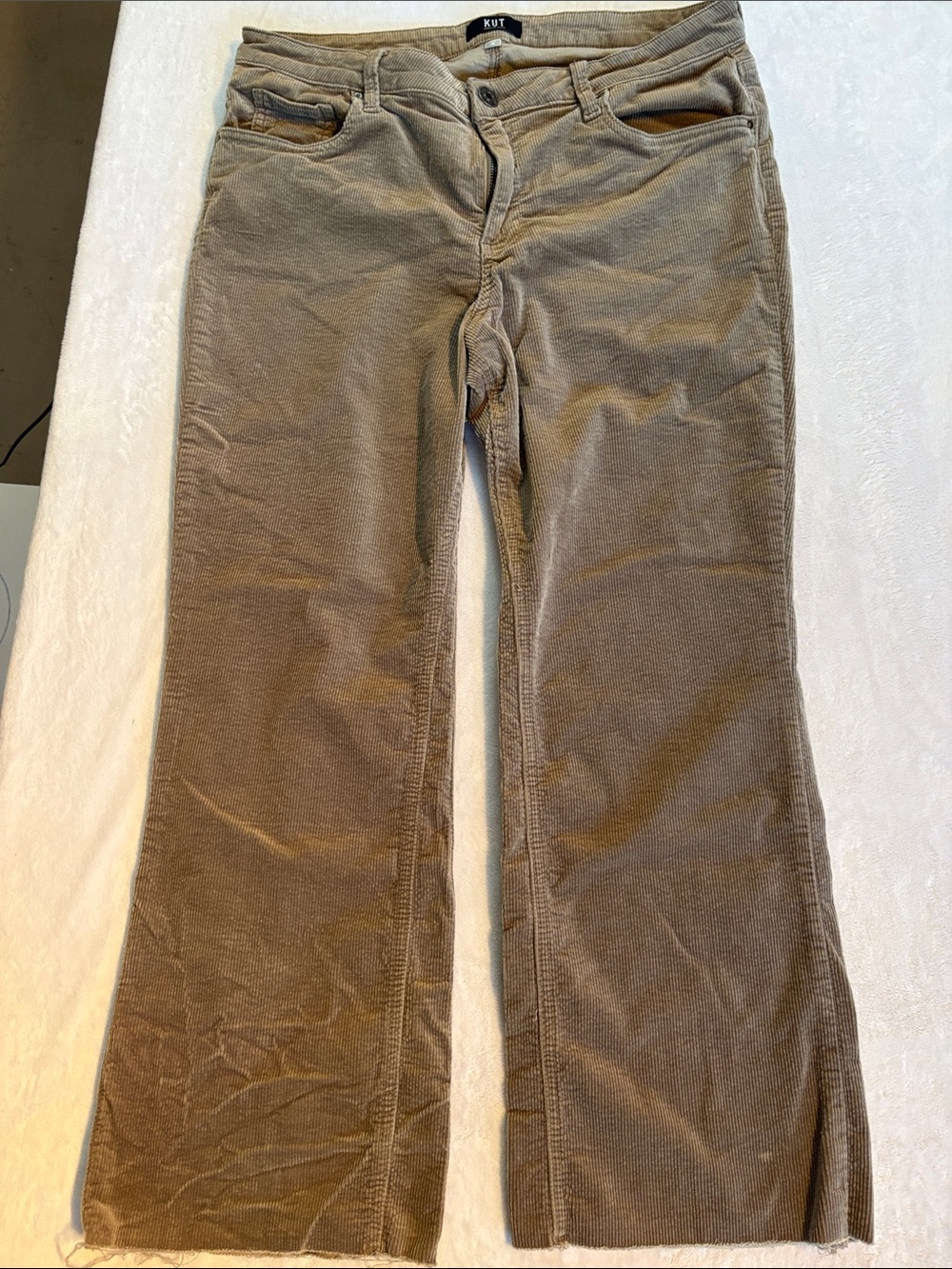 Kut from the Kloth Kelsey Ankle Flare Tan  Corduroy Trousers Size 16